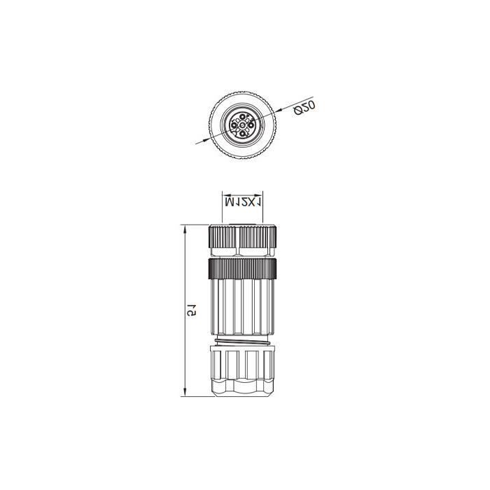 M12 4-PIN, female straight, screw connection, 64F021