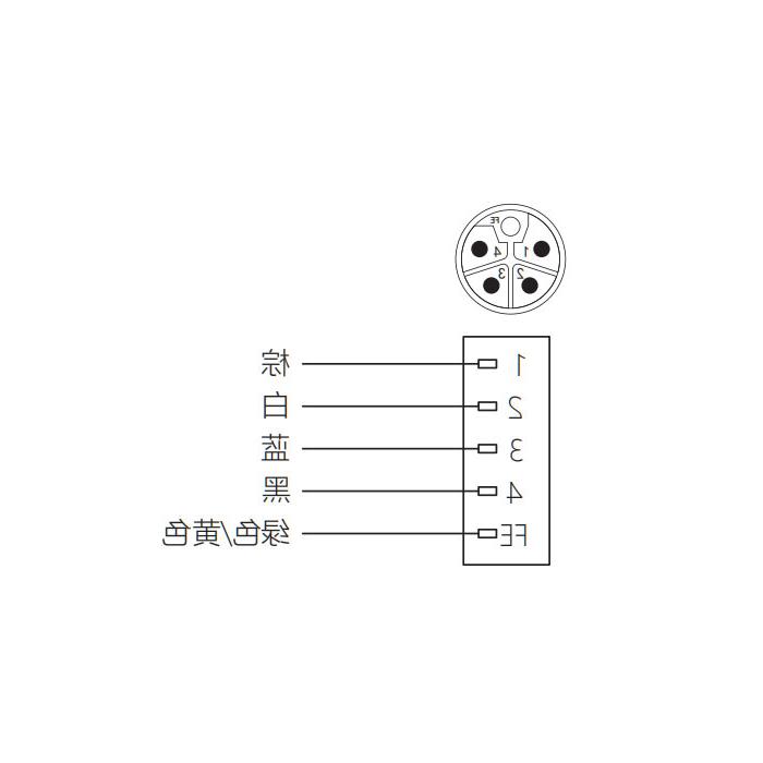 M12 5Pin L-coded, straight male head, flange socket, plate mounting, pre-cast UL electronic wire, 64LB21-XXX